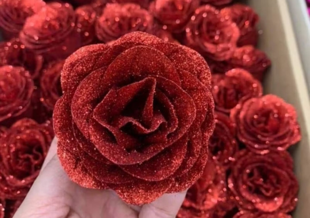 Glitter flower. Size 8 cm.(Price per flower)