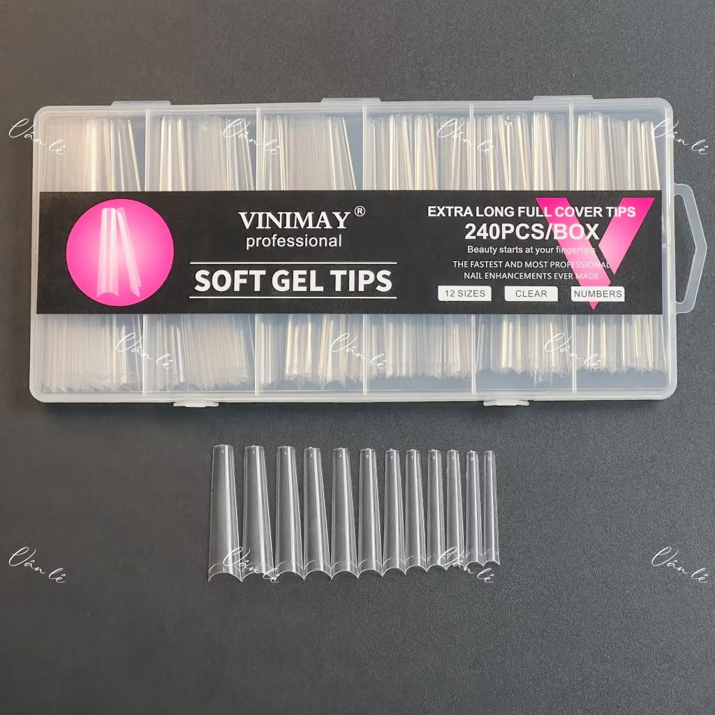 0 Vinimay nail extensions are long, full size, square, pointed
