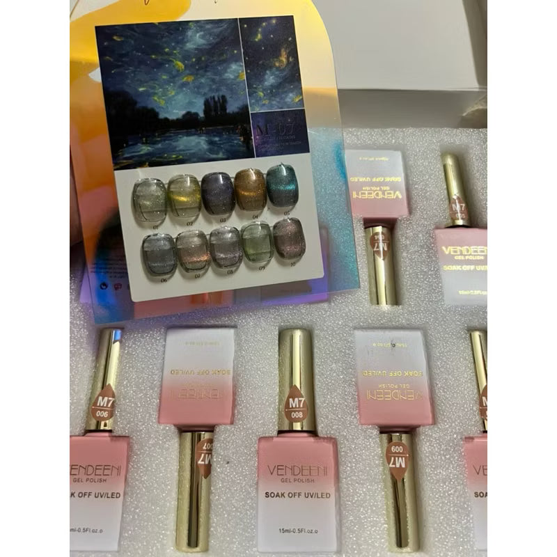 9D Vendeeni Cat's Eye Clay 15ml (Set of 10 bottles) with complimentary color palette