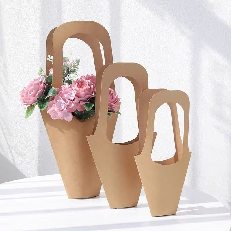 Paper bags for takeaway flowers, bouquets, flower delivery, handmade flowers