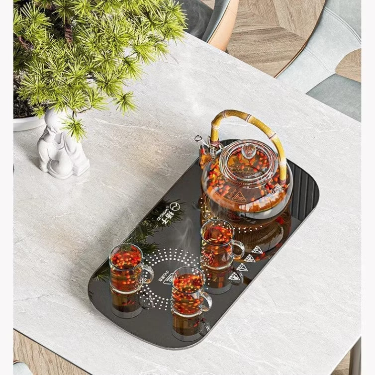 Food Warming Tray with Tempered Glass Design to Help Heat Up Quickly