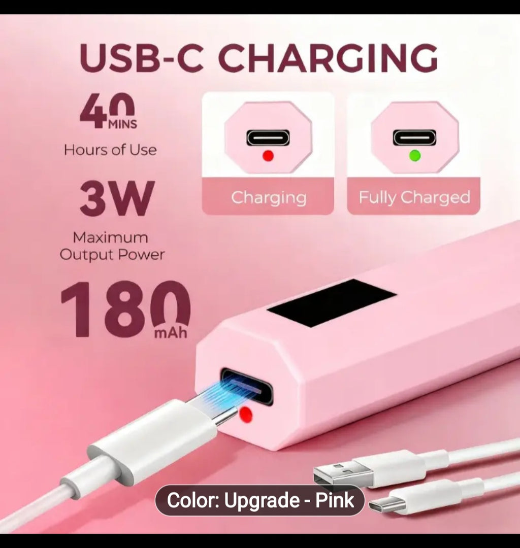 e


The mini torch has the ability to store electricity and has a capacity of 3W
Helps dry nails quickly, saving time