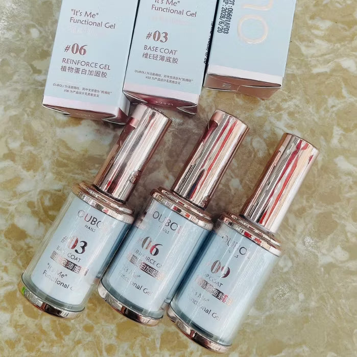 Base, Top, Hard nail Ouboli bottle 15ml New Version Super Glossy and Durable