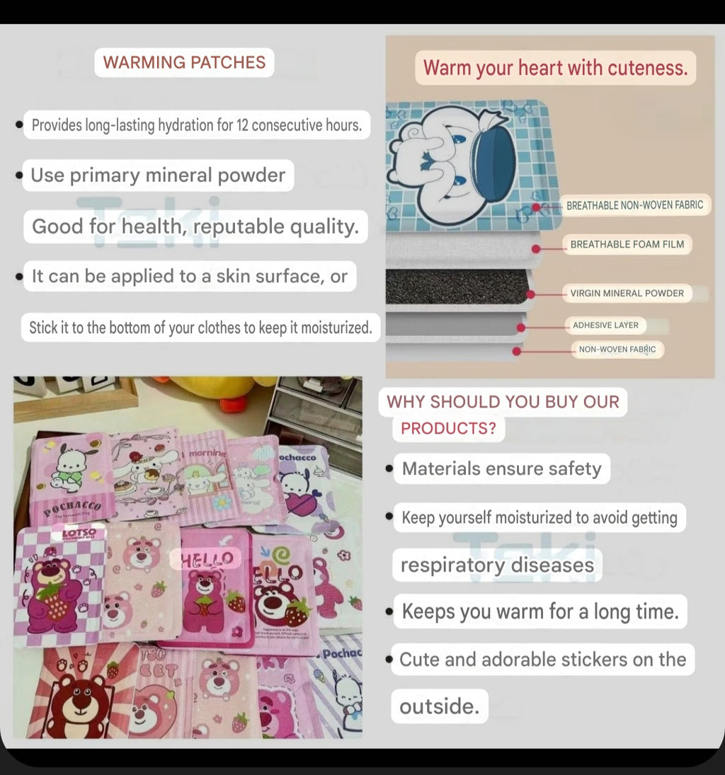 Combo of 10 body thermal patches to keep feet warm in winter and retain heat for 6 hours for stomach pain