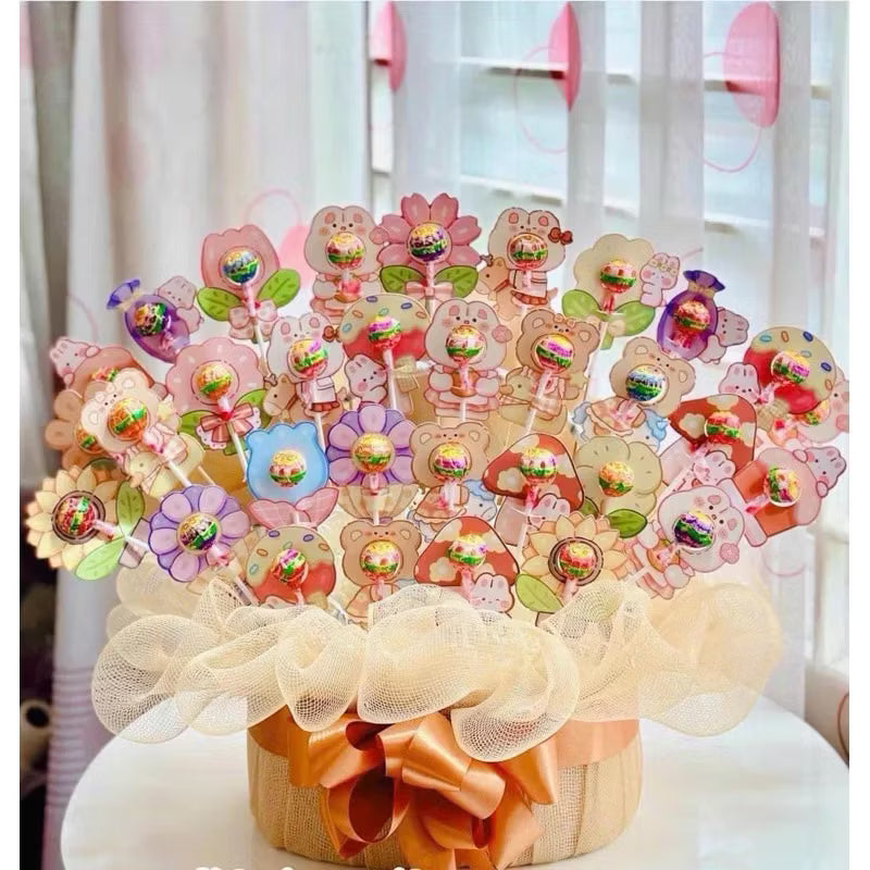Cute Flower, Bear, Rabbit, and Dog Shaped Lollipop Card Wraps