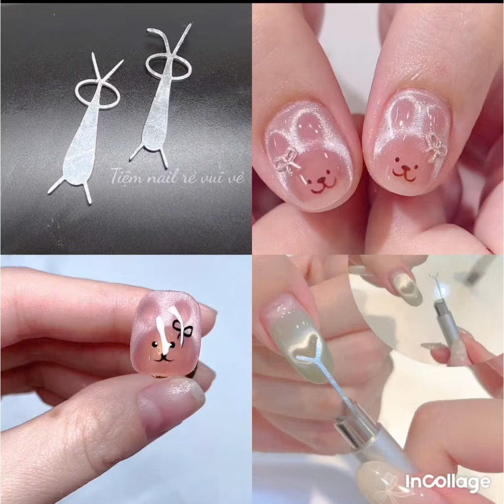 Heart-shaped nail magnets, cat, rabbit, and bear eyes, eye-creating bars