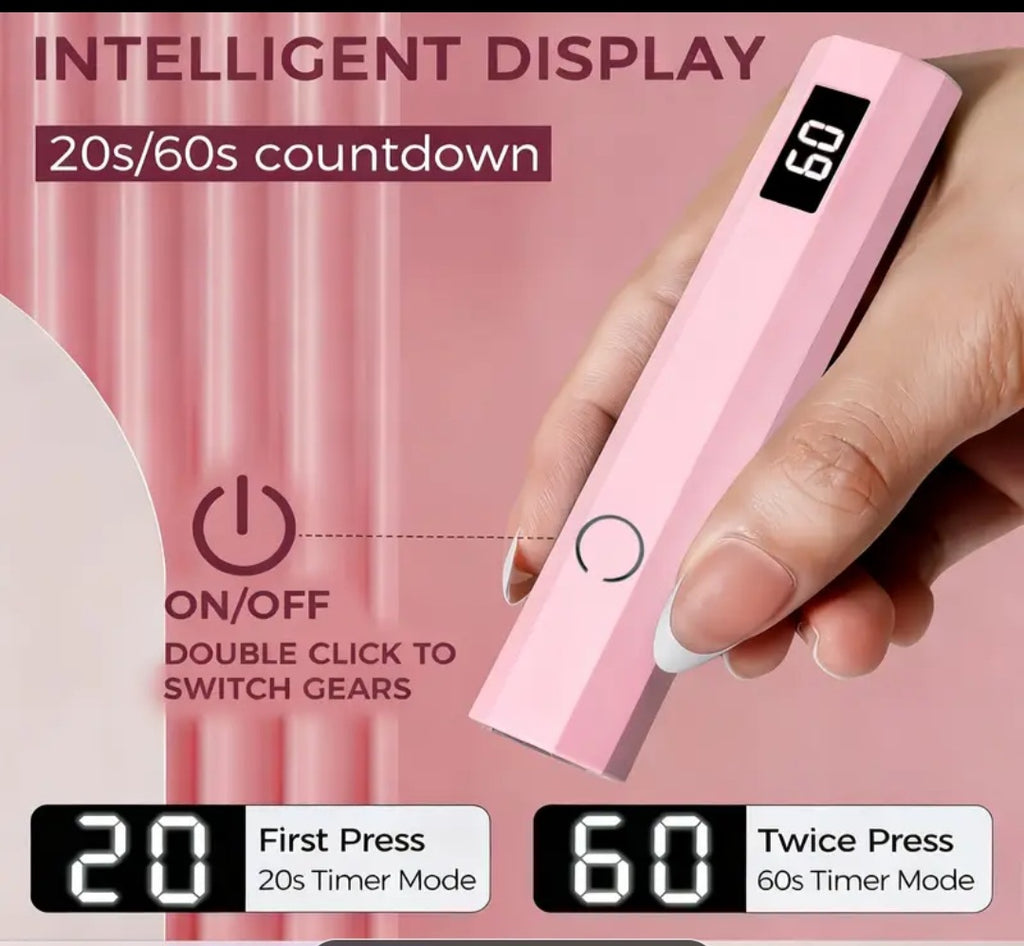 e


The mini torch has the ability to store electricity and has a capacity of 3W
Helps dry nails quickly, saving time