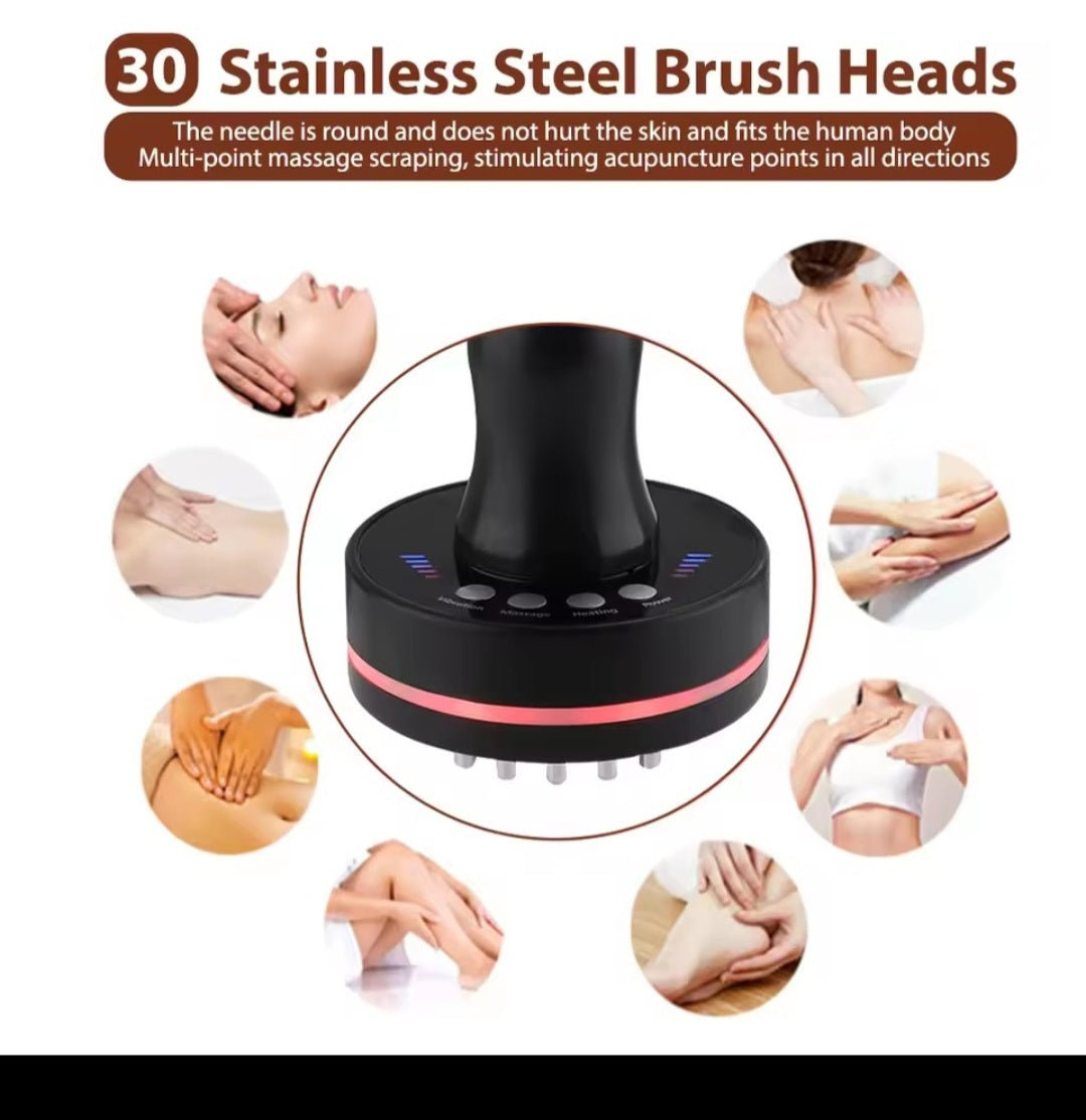 Electric Massage Brush Electric Meridian Brush Health Brush Plug-in Vibrating Massage Hot Compress and Scraping Instrument Beauty Weight Loss Dredge Meridian Collaterals Whole Body Massage Features: