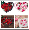 Heart-shaped box of wax flowers