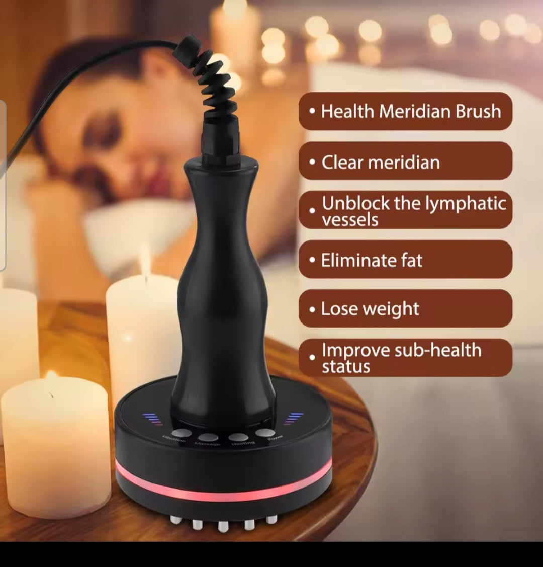 Electric Massage Brush Electric Meridian Brush Health Brush Plug-in Vibrating Massage Hot Compress and Scraping Instrument Beauty Weight Loss Dredge Meridian Collaterals Whole Body Massage Features: