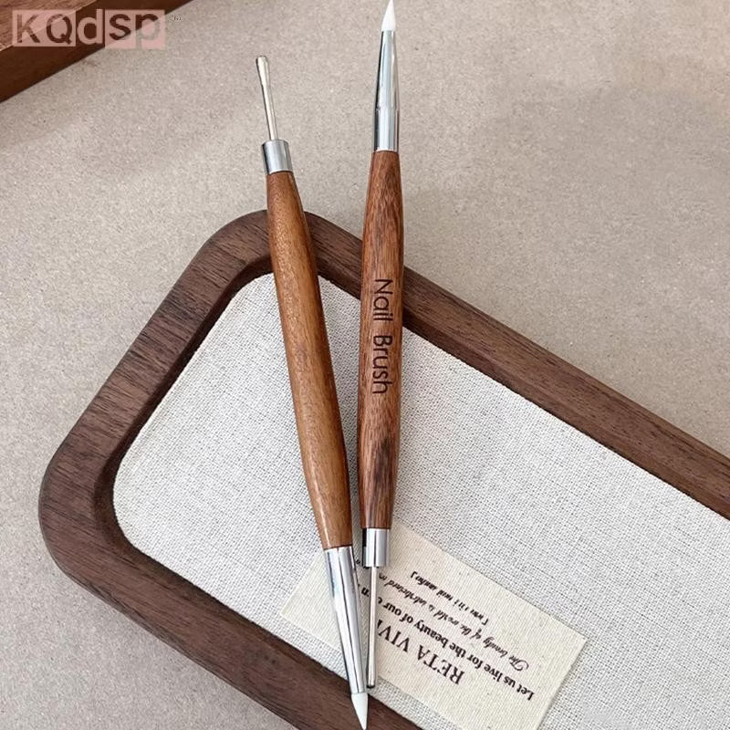 Widefiling Wooden Double Head Nail Art Brush Carving Flower Painting Pen