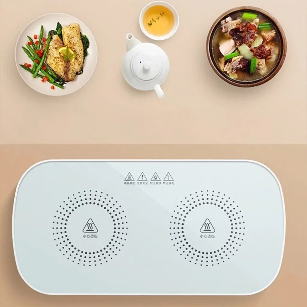 Food Warming Tray with Tempered Glass Design to Help Heat Up Quickly