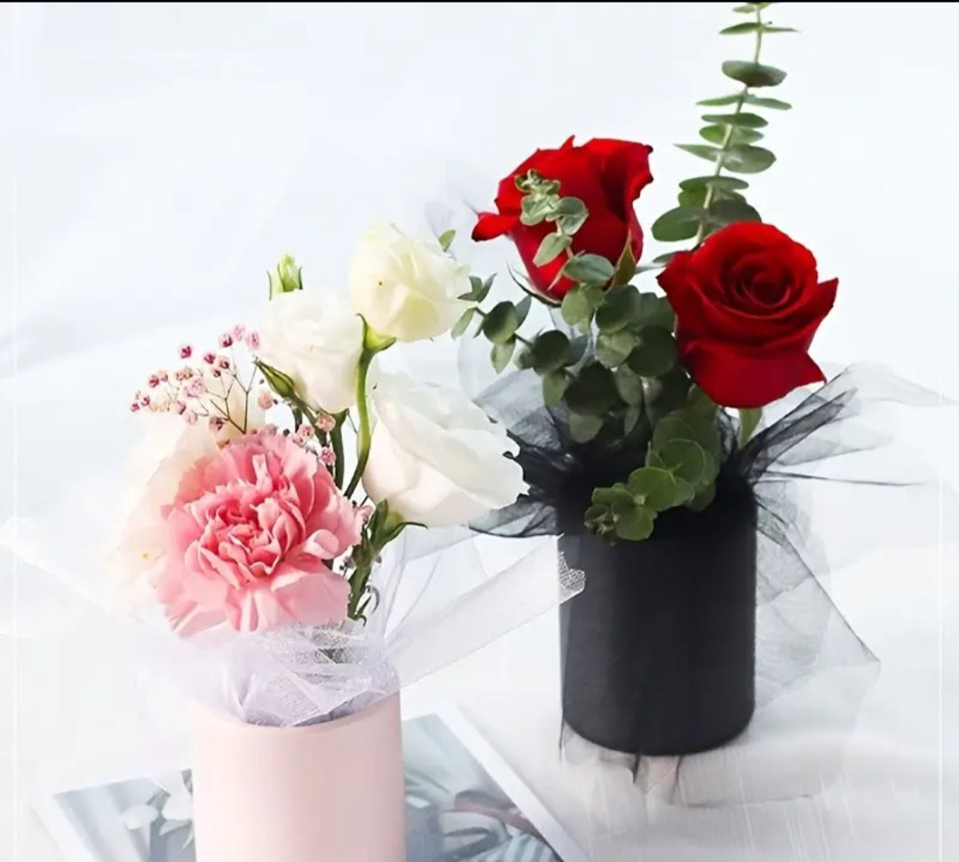 Flower box, flower bag. Greeting card.