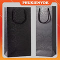 Thick Red Wine Bag, Black with embossed finish, 17x9x35cm