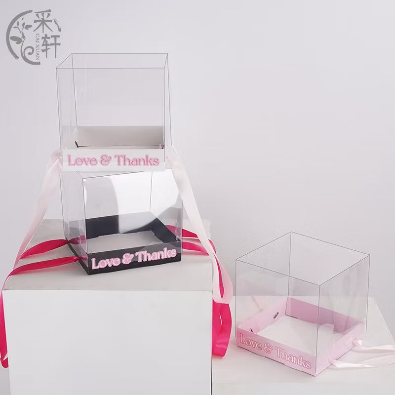 Love & Thanks acrylic box for cakes and flowers